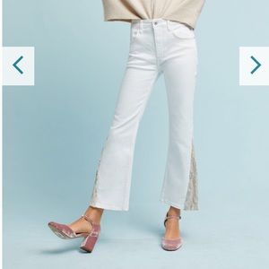 Pilcro high-waisted cropped sequin flare jeans NWT